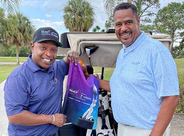 Frank Fraley (left) and Stanley Campbell at Martin Downs Golf Club Snowbird Cup